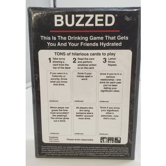 Buzzed Drinking Game Hydration Recently Refreshed Edition 250 Fun Adult Cards - Picture 2 of 6